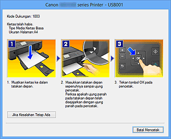 gambar: Tampilan Kesalahan Monitor Status Canon IJ