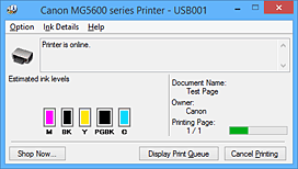 фигура: Canon IJ Status Monitor