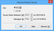 gambar: Kotak dialog Ukuran Kertas Serasi