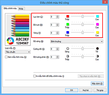 hình: Cân bằng màu trên hộp thoại Điều chỉnh màu thủ công