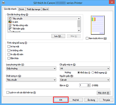 hình: OK trên thanh Cài đặt nhanh