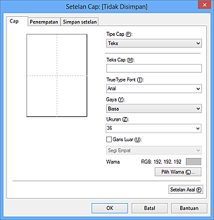 gambar: Kotak dialog Setelan Cap