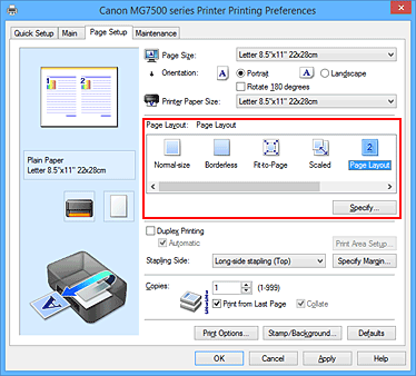 фигура: Избиране на „Page Layout” за „Page Layout” в раздела „Page Setup”