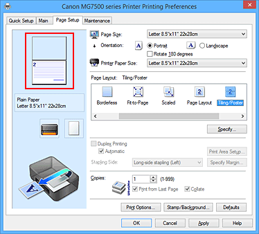 Imagen: vista preliminar de la configuración que aparece en la ficha Configurar página