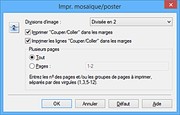figure : Boîte de dialogue Impr. mosaïque/poster
