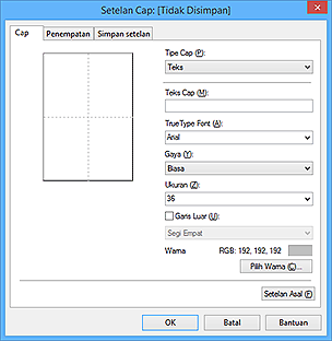 gambar: Kotak dialog Setelan Cap
