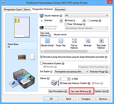 gambar: Cap/Latar Belakang... pada tab Pengesetan Halaman