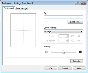 фигура: Диалогов прозорец „Background Settings”