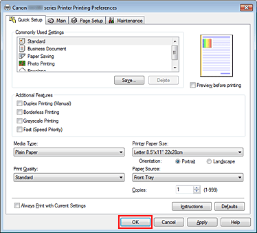 Imagen: Aceptar de la ficha Configuración rápida