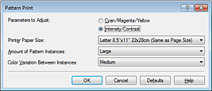 figure:Pattern Print dialog box