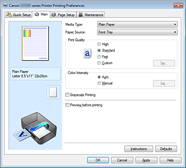 attēls: cilne Galvenie iestatījumi