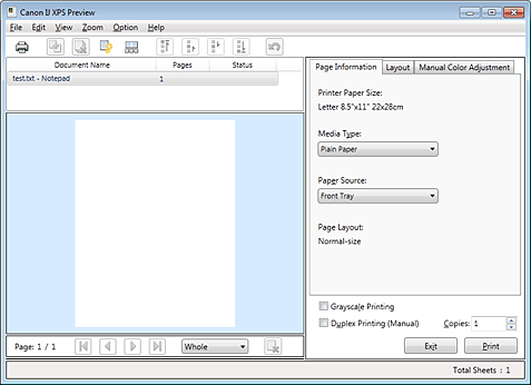 rysunek: funkcja Canon IJ XPS Preview