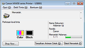 gambar: Monitor Status Canon IJ