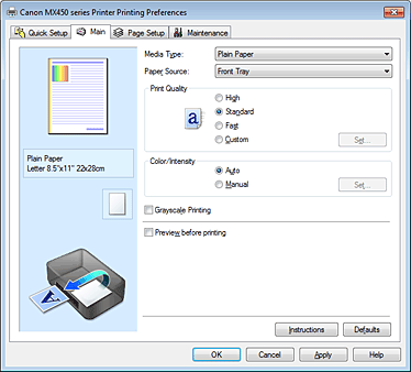 attēls: cilne Galvenie iestatījumi