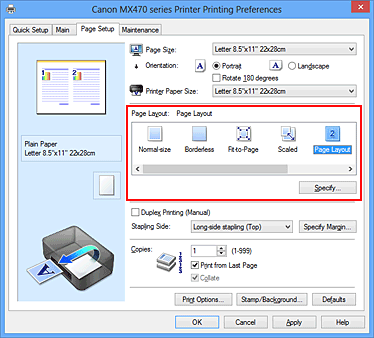 фигура: Избиране на „Page Layout” за „Page Layout” в раздела „Page Setup”