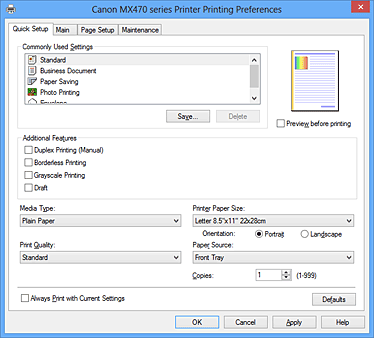 pav.: greitosios sąrankos skirtukas