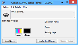 Obrázok: aplikácia Monitor stavu tlačiarne Canon IJ