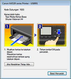 gambar: Tampilan Kesalahan Monitor Status Canon IJ