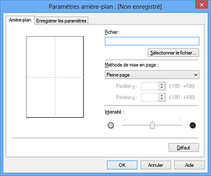 figure : Boîte de dialogue Paramètres arrière-plan