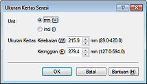 gambar: Kotak dialog Ukuran Kertas Serasi