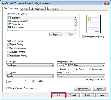 pav.: Mygtukas &bdquo;Gerai&ldquo; greitosios sąrankos skirtuke