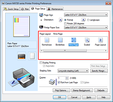 figura:Selectaţi Fit-to-Page pentru Page Layout din fila Page Setup