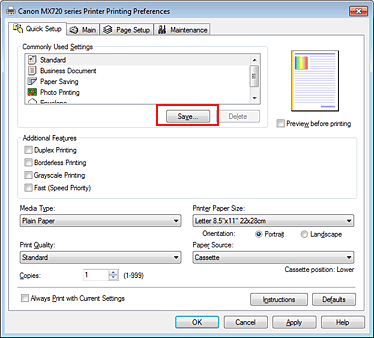 figura:Save... din fila Quick Setup