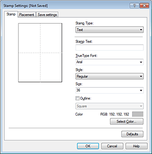 фигура: Диалогов прозорец „Stamp Settings”