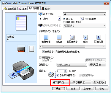 插图：“页设置”选项卡上的“打印选项...”