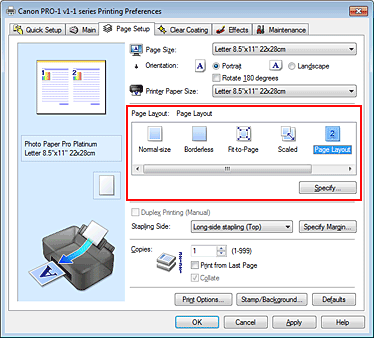 фигура: Избиране на „Page Layout” за „Page Layout” в раздела „Page Setup”