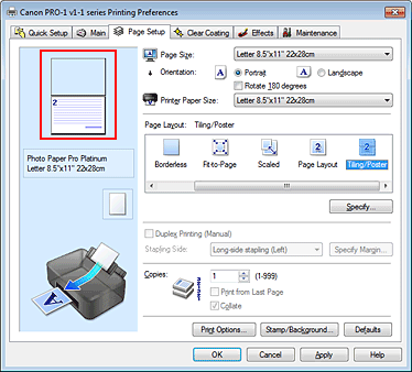 фигура: Показване на визуализация на настройките в раздела „Page Setup”