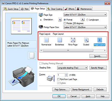figure:Select Page Layout for Page Layout on the Page Setup tab