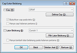 gambar: Kotak dialog Cap/Latar Belakang