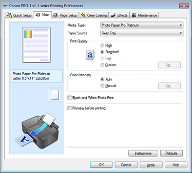 attēls: cilne Galvenie iestatījumi