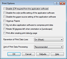 attēls: dialoglodziņš Drukas opcijas