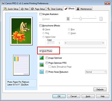 attēls: izvēles rūtiņa Vivid Photo cilnē Efekti