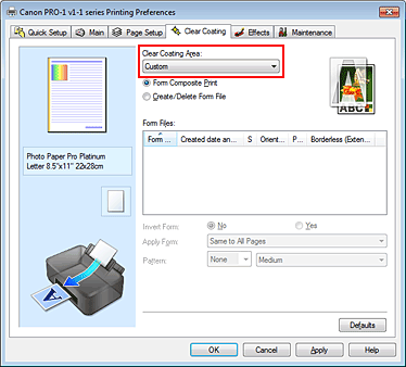 slika: območje prosojnega nanosa na kartici Prosojni nanos
