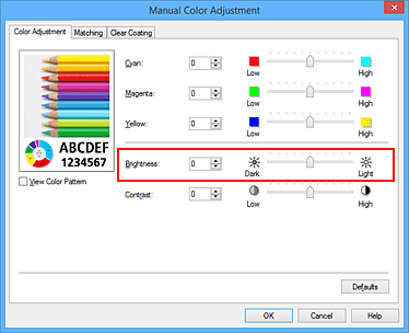 figure:Brightness in the Manual Color Adjustment dialog box