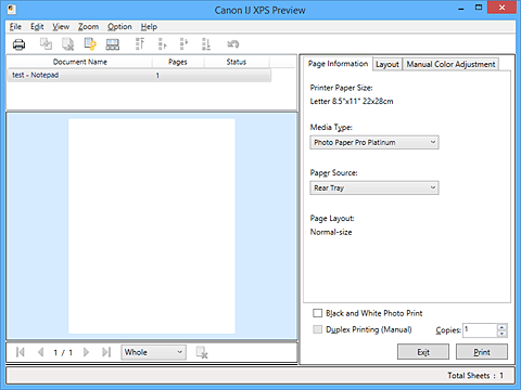 pav.: &bdquo;Canon IJ&ldquo; XPS peržiūra