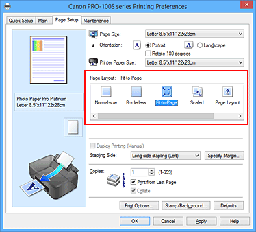 figura:Selectaţi Fit-to-Page pentru Page Layout din fila Page Setup