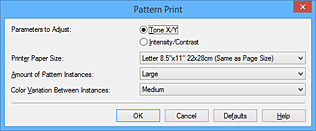 figure:Pattern Print dialog box