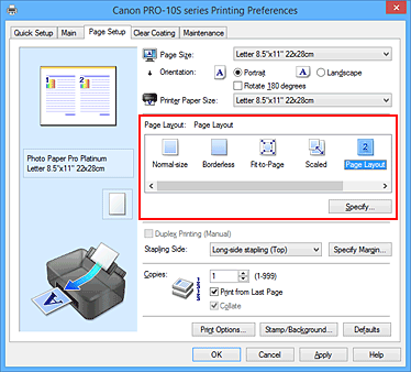 фигура: Избиране на „Page Layout” за „Page Layout” в раздела „Page Setup”