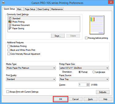 Imagen: Aceptar de la ficha Configuración rápida