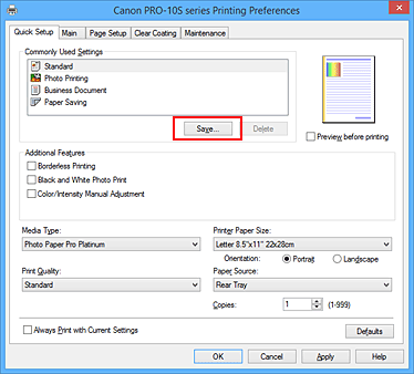 figura:Save... din fila Quick Setup