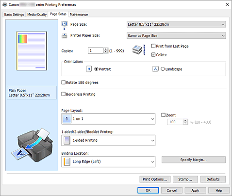 figure:Page Setup Tab