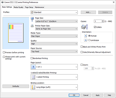 figure:Basic Settings tab