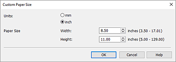 figure:Custom Paper Size dialog box