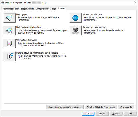 figure&nbsp;: Onglet Entretien