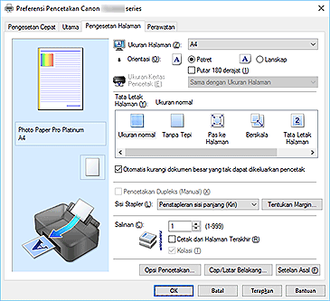 gambar: Tab Pengesetan Halaman