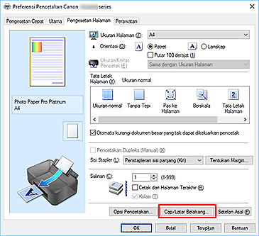 gambar: Cap/Latar Belakang... pada tab Pengesetan Halaman